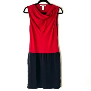 Diane Von Furstenburg Red & Black Silk Drop Waist Dress Size 8 Medium